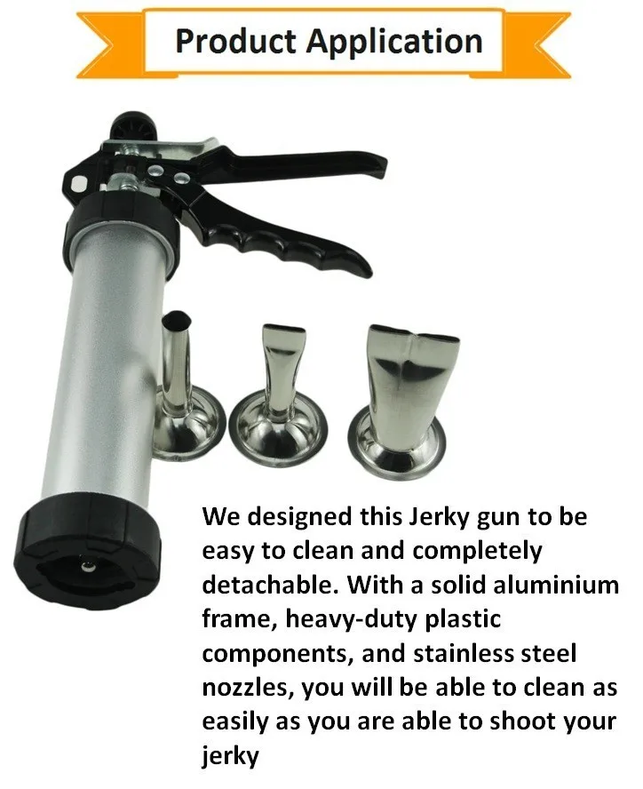 New Manual Aluminum Barrel Jerky Gun,Jerky Maker,Easy To Clean Handle