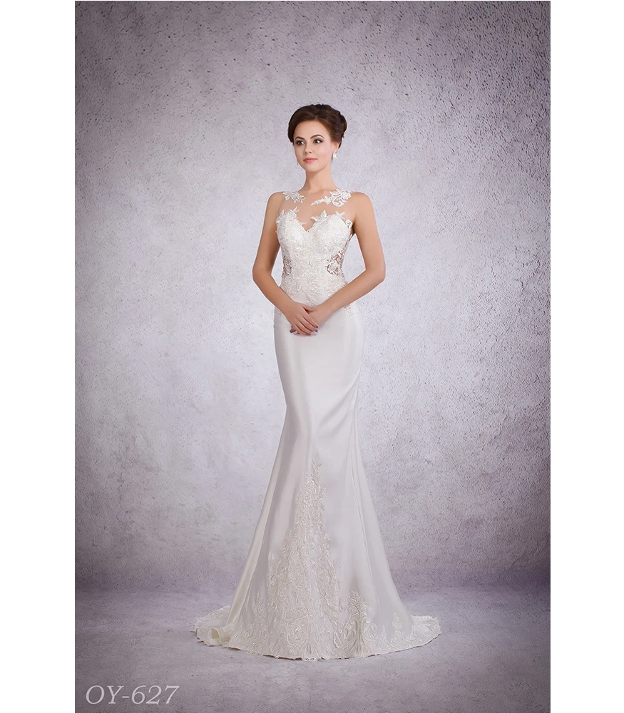 Luxury Mermaid Wedding Dress Bridal Gown Lux Satin Beaded Lace