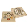 Set of 7 Chakra Stone Engraved Crystal Reiki Healing Palm Stones Seven Chakra With Wooden Box Laser Cut Birch Plywood