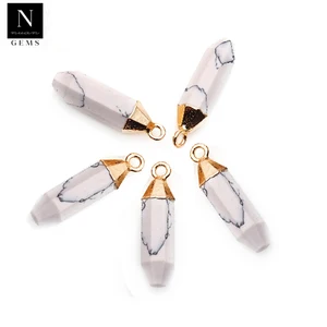 Bezel gemstone pendant rectangle shape gold plated single bail connector jewelry making supplies