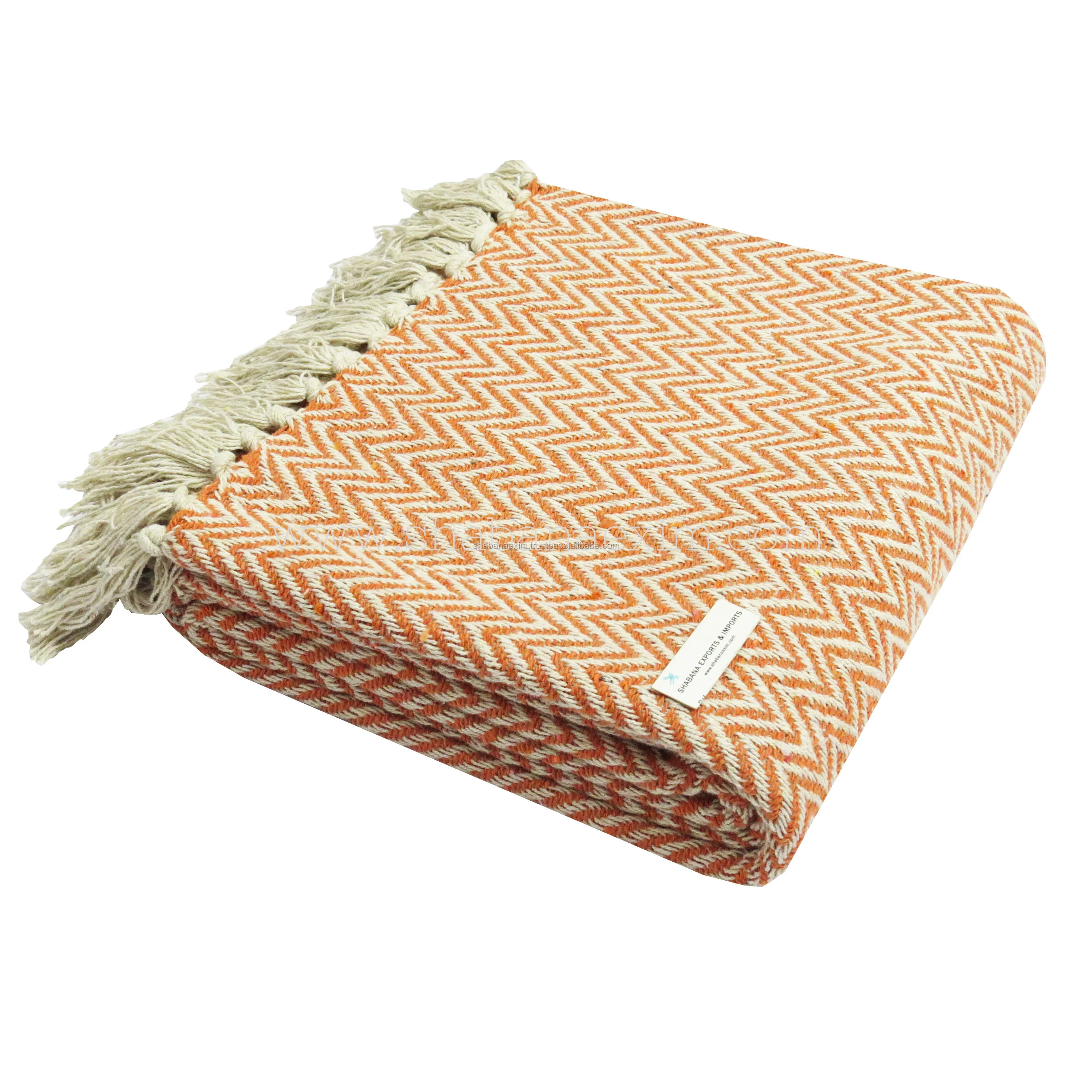 Wholesale Cotton Woven Thick Throws Heavy High Quality Blankets