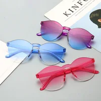 

candy color transparent ladies trendy womens rimless sunglasses