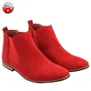 Red SUEDE Chelsea Boots Men High Quality Beautifully Designed Men D Boots