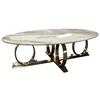 Modern oval sliver stainless steel marble coffee table