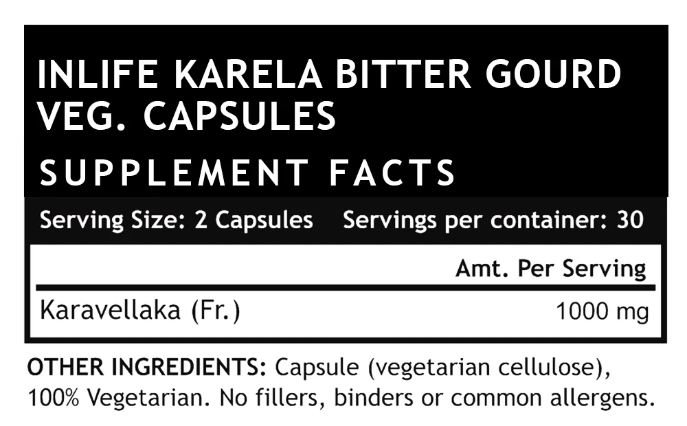 
Karela Bitter Gourd 500mg in Vegetarian Capsules GMP Certified 