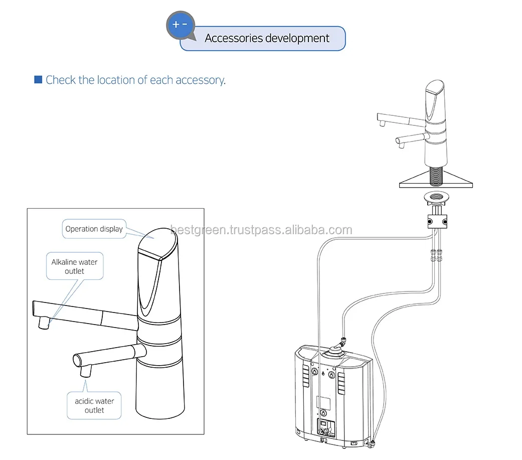 Undersink Alkaline Water Ionizer with faucet and 9 plates Water treatment equipment Water dispenser Made In Korea