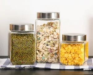 Image of 4oz 6oz 8oz 16oz 20oz Transparent Glass Jars reusable vacuum kitchen food tea storage With Screw Cap