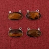 Tiger Eye Oval Silver Plated Bezel Connectors