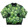 Proelite Skull Pile Leather Bomber Jacket Leather Jacket BLACK