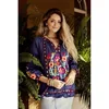 New arrival Trendy Ethnic Vintage Look floral embroidery pattern Mexican blouse balloon sleeves free size American blouse