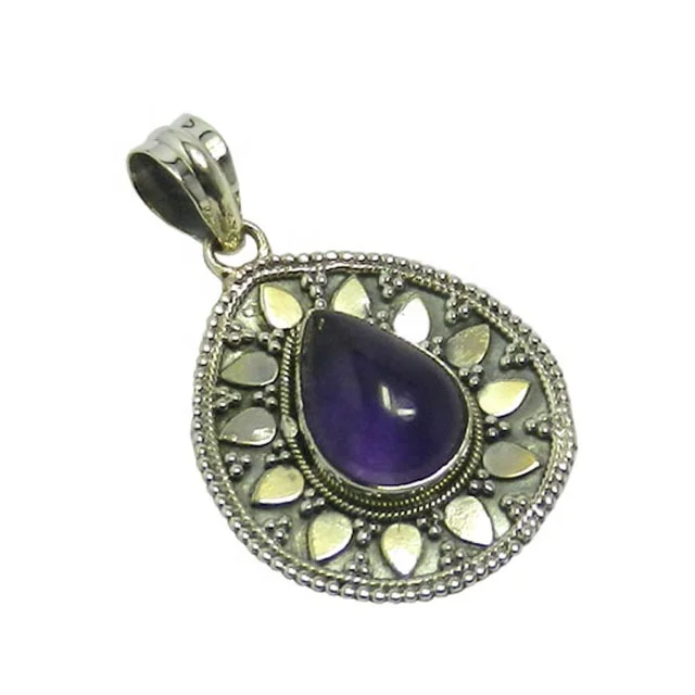 Handmade Amethyst Wholesale 925 Sterling Silver Pendant Wholesale Price Indian Silver Jewelry Multiple Counter Pendant Exporters