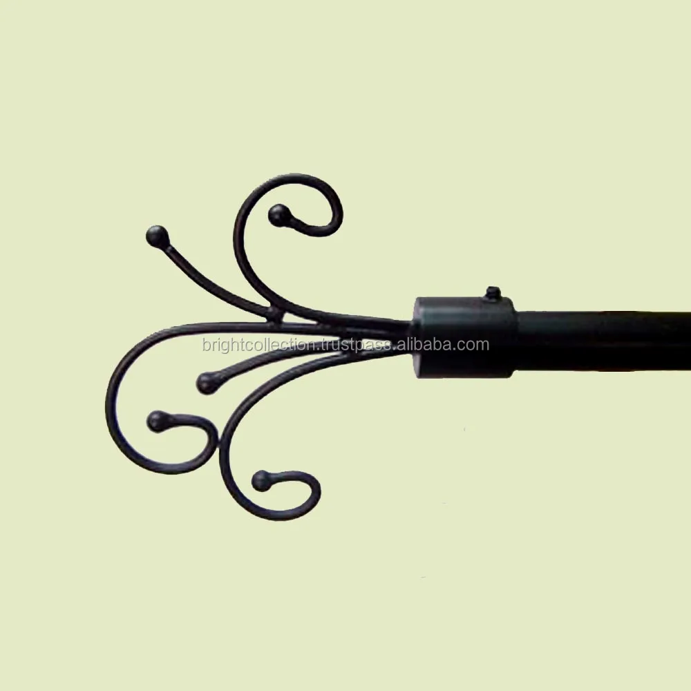 Wrought Iron Fence Finials Ball Design Iron Black Color Finial Wrought Iron Curtain Rod Finials