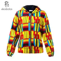 

Wholesale Customized African Kitenge Designs Ladies Hoodie Jacket Unisex Kente Fashion Top