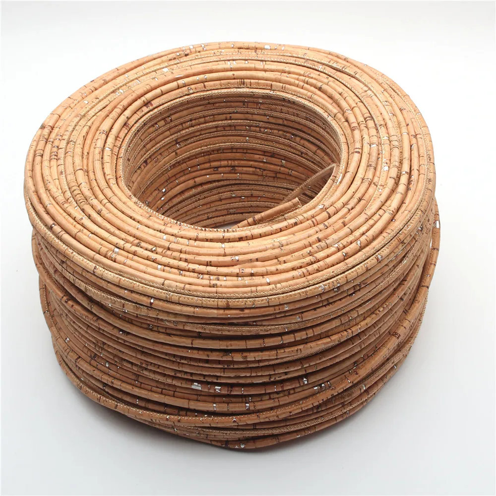 Natural with sliver cork 5mm round cork cord Portuguese cork wholesale jewelry supplies /Findings Cor-182