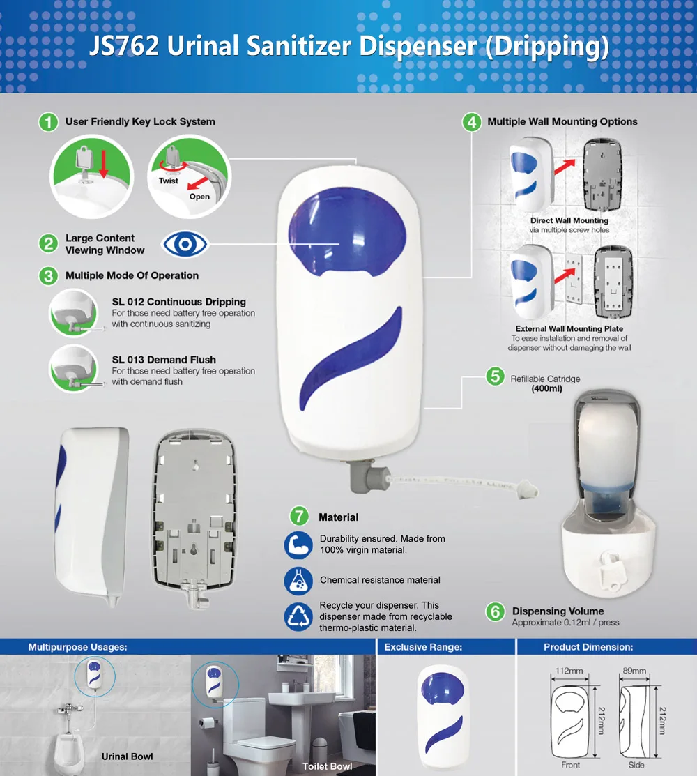 Js762 Urinal Sanitizer Dispenser (flushing & Dripping) Malaysia Buy