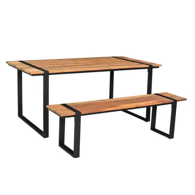 industrial y negro vintage de metal de hierro y sheesham mesa de comedor de madera maciza con el banco buy acacia wood dining table jaipur sheesham