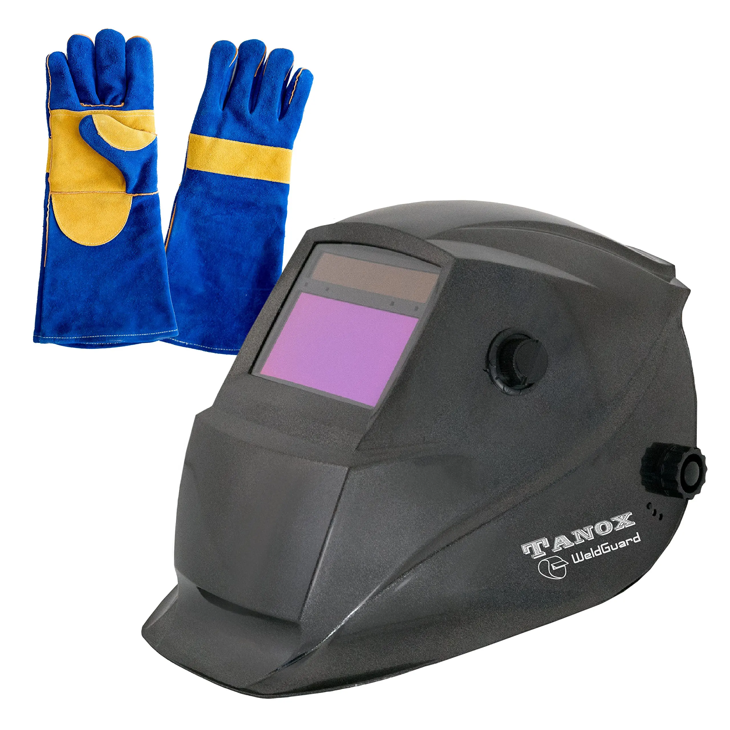 Tanox Auto Darkening Solar Powered Welding Helmet ADF-206S: Shade Lens Plus 16 Inch Kevlar Fire Retardant Welding Gloves Adjustable Range 4//9-13 Grinding 0000 Tig Mig MMA