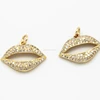 Gold Plated 15x22mm CZ Pave Setting Lip Pendant