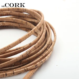 5mm flat Natural with sliver cork cord Portuguese cork wholesale jewelry supplies /Findings Cor-197