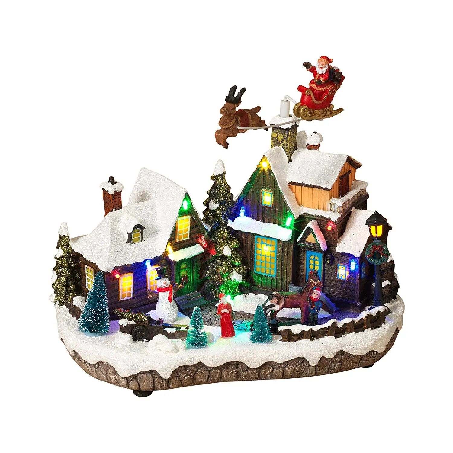 led lighted animated snowy christmas village house scene with flying santa - Animated Christmas Village led lighted animated snowy christmas village house scene with flying santa - Animated Christmas Village