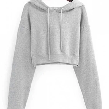 long sleeve crop top hoodie