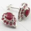 Gemstone jewelry supplier new women style pure sterling silver faceted drop shape red ruby studs earring