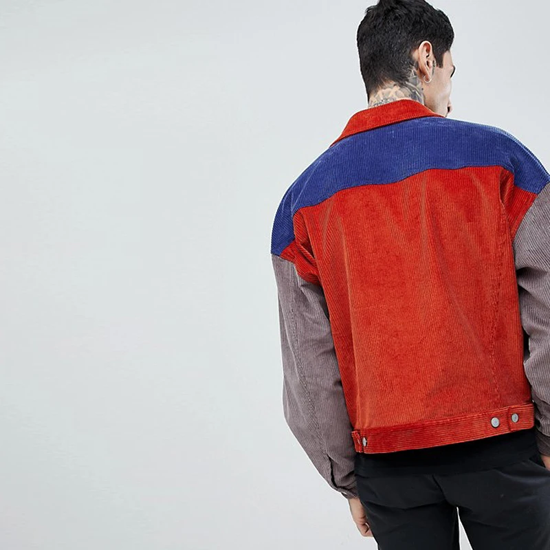 colour block cord jacket