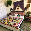 2018 Indian Mandala Cotton Amazing Suzani Bedspread Bright,Throw,Table Cover, Wall Decor, Floral Quilt,Traditional Aari Bedsheet
