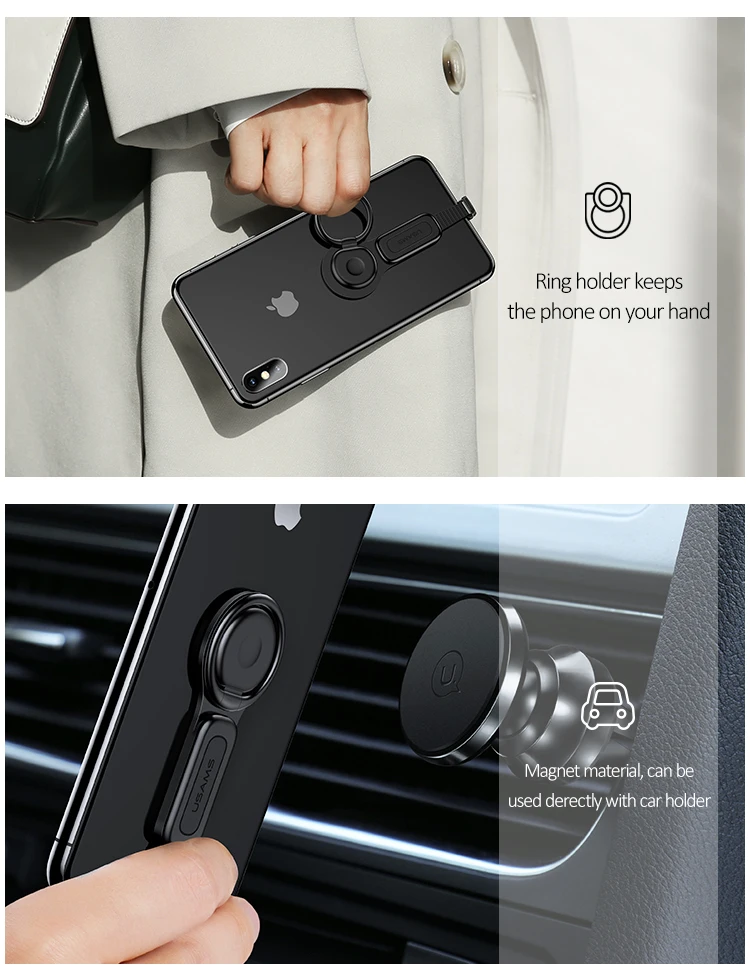 USAMS US-SJ274 AU06 Dual Port Ring Holder USB Adapter For iphone