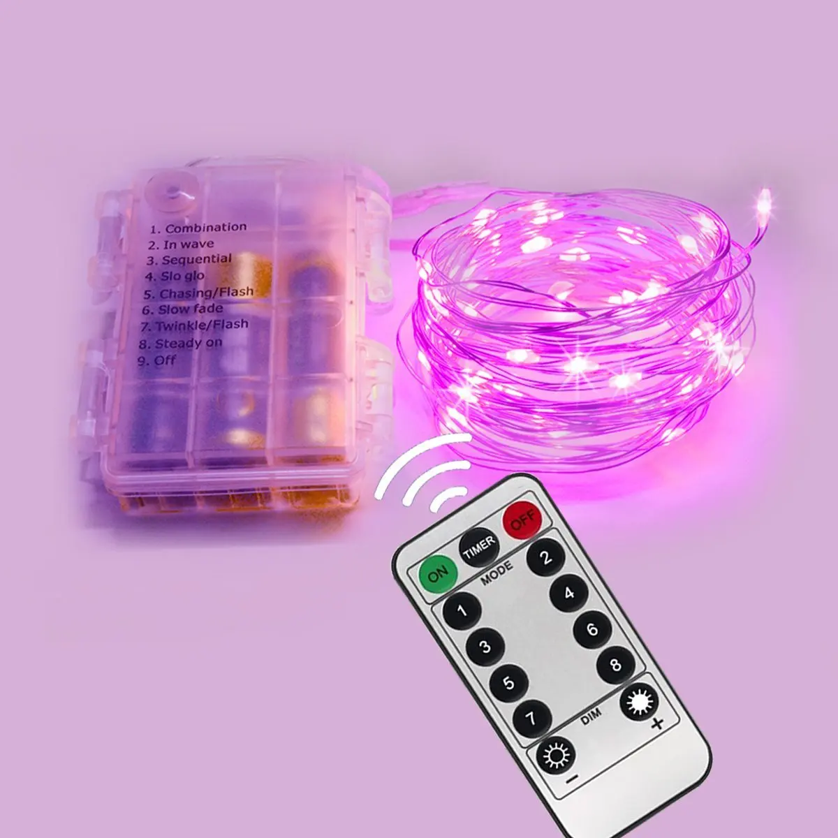Homeleo 5M 50LEDS Battery Operated Remote Contol LED String Lights Flexible Copper Wire Light LED Starry Lights Fairy Lights AA Battery Powered Tiny Decorative Lights(50 Leds, Pink, Waterproof)