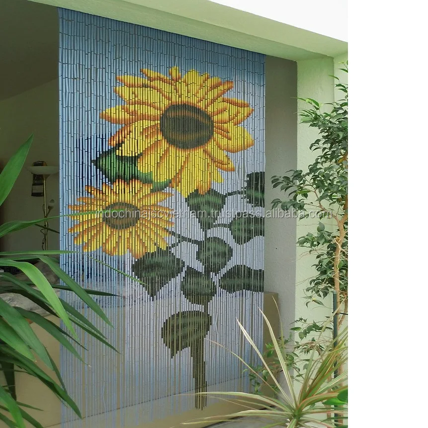 Sunflower Bamboo Beaded Door Curtains Hanging Bamboo Door Curtain