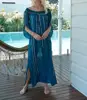 traditional hand sequence work with ankle length size side slist 100% rayon fabric off shoulder long maxi dress