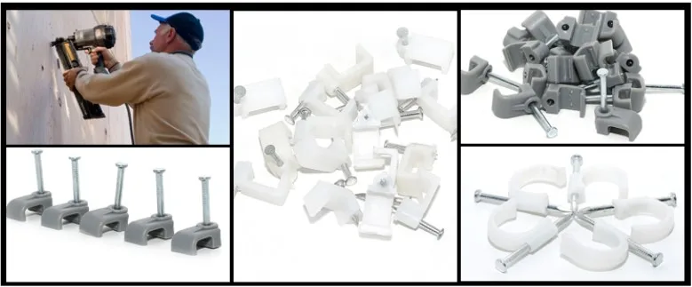 Cable Wire Clips White with High Carbon Steel Nail Circular Shaped