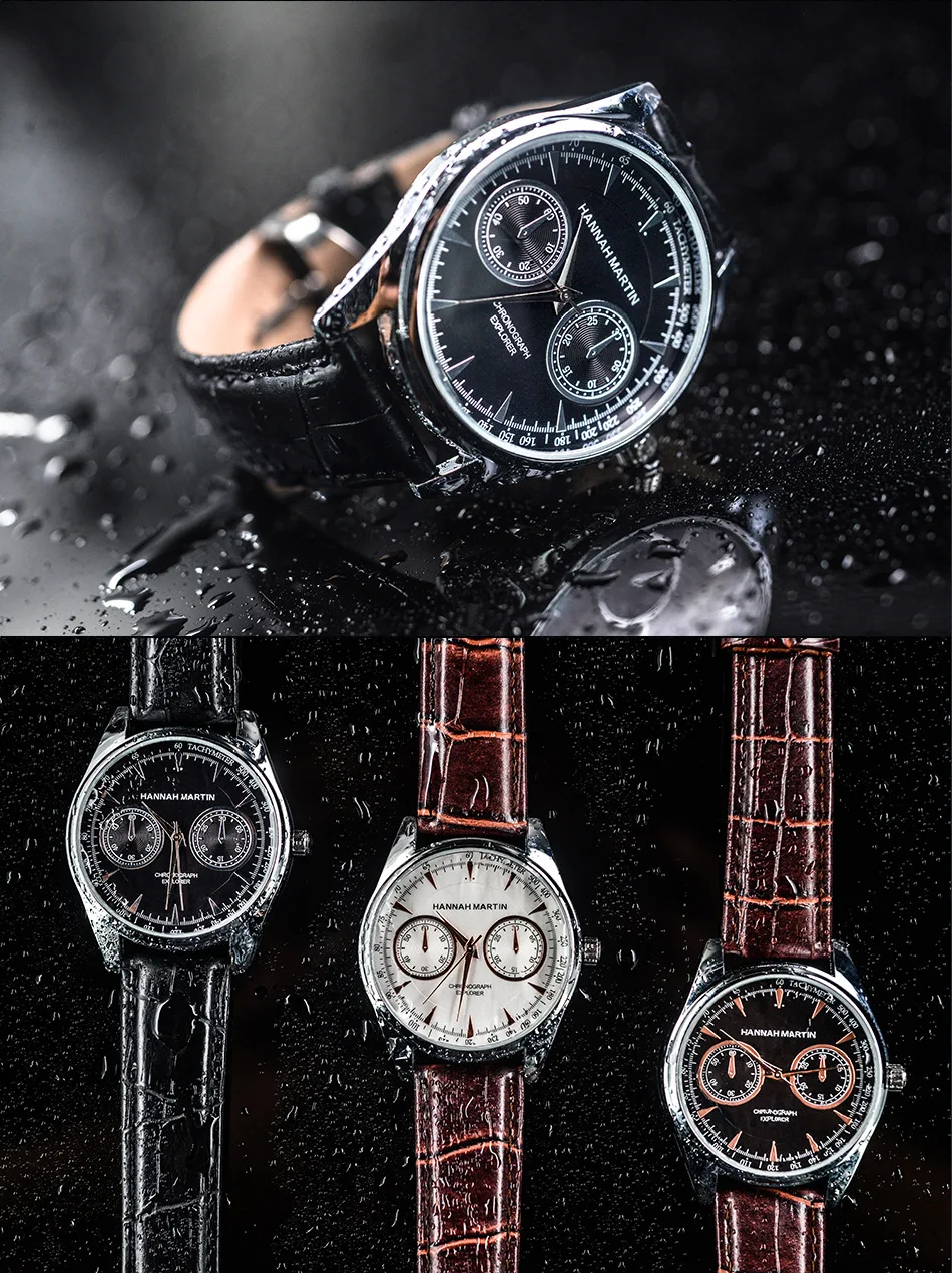 2019 Best Seller Jam Tangan Hannah Martin Hmky 12 Business Leather Strap Men Wrist Watches