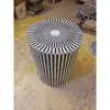 Bone inlay Funiture Round Side Stool Black & White Vintage Industrial Unique Style Stool