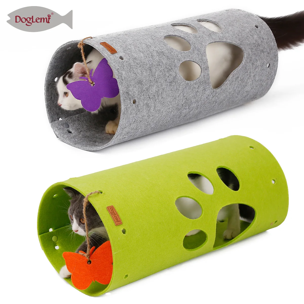 

Nature Cat Toys House Collapsible Extendable Tunnel Cat Kitten Rabbit DIY House, Green,grey