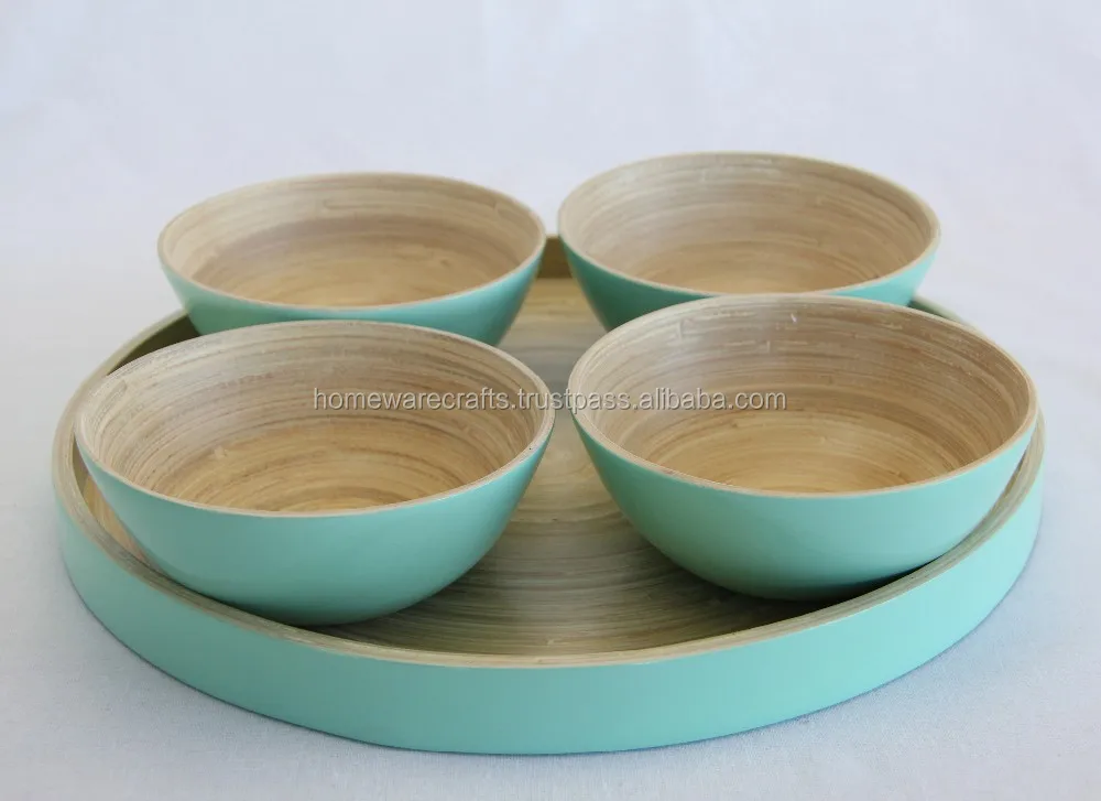 Set Of Four Pieces Small Bamboo Salad Bowls / Vietnamese Bamboo Bowl