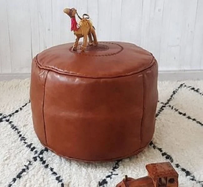 
Gorgeous Chocolate Moroccan Handmade Leather Floor Pouf 