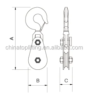 High strength Heavy duty powder coated single sheave pulley block