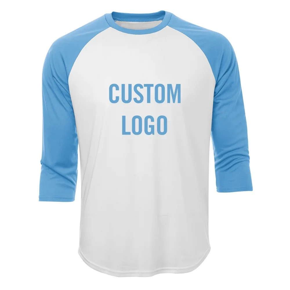 Oem Custom Logo Printed 3/4 Sleeve Raglan Sleeves Baseball Shirts Men's