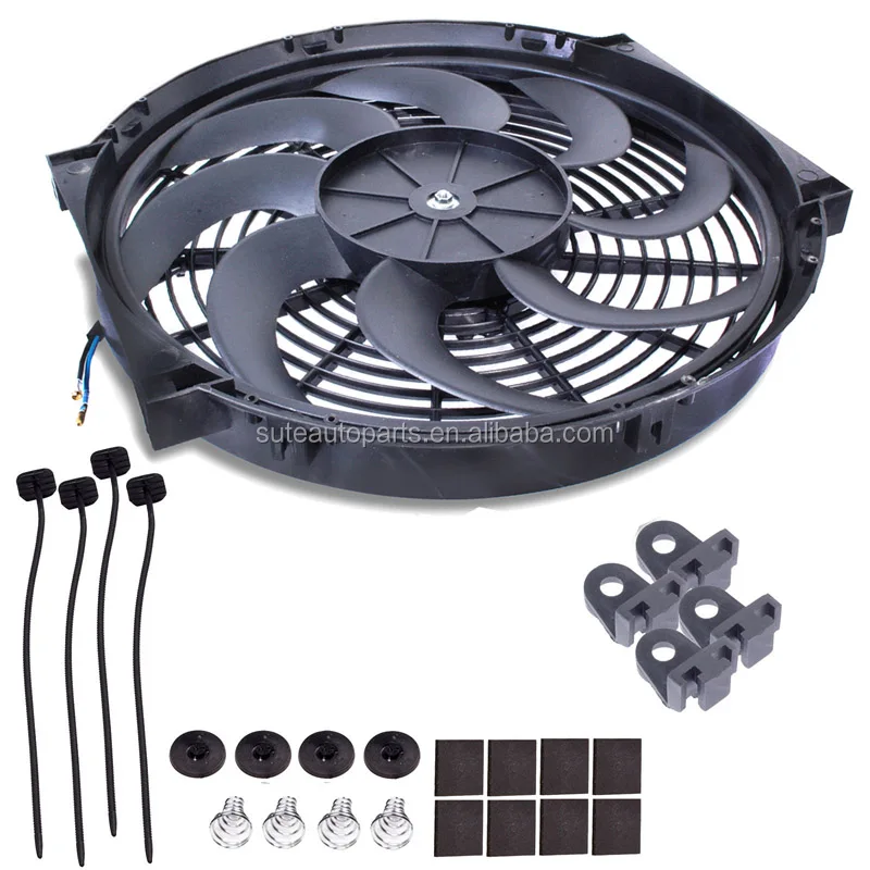 12" Inch Universal Slim Push Pull Electric Radiator Cooling Fan Black