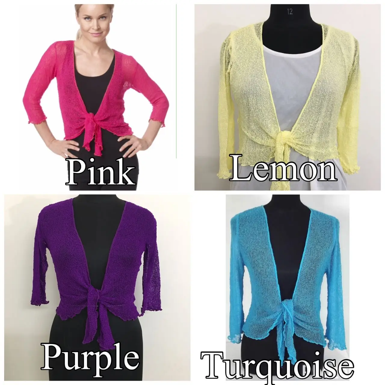 For Women Light Grey Knit Sheer 3/4 Or Long Sleeve Lightweight - Main Image