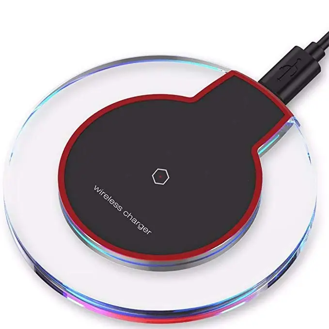 

New Wireless Charger Crystal Round Charging Pad with Receiver