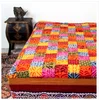 100% Cotton Checks Design Patchwork Bedsheet With Applique Work