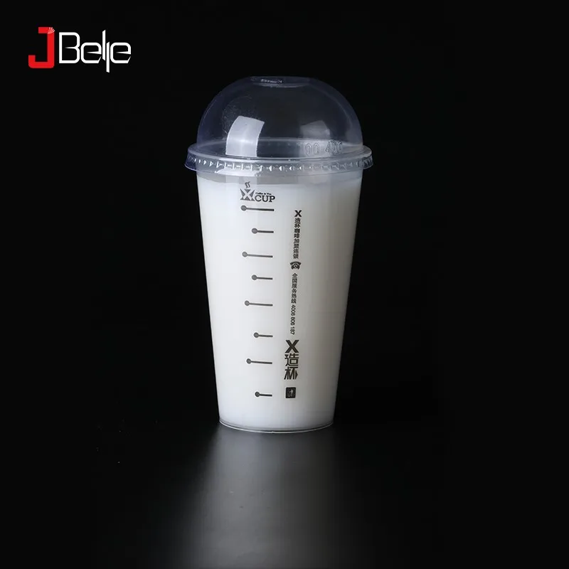 500ml Transparent Custom Plastic Throw Away Milkshake Cup Disposable