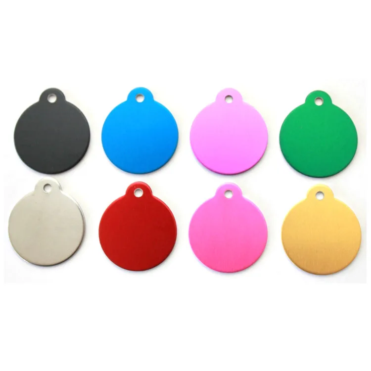 Anodized Aluminum Colorful Circle Dog Tag Round Shape Sublimation Pet ...