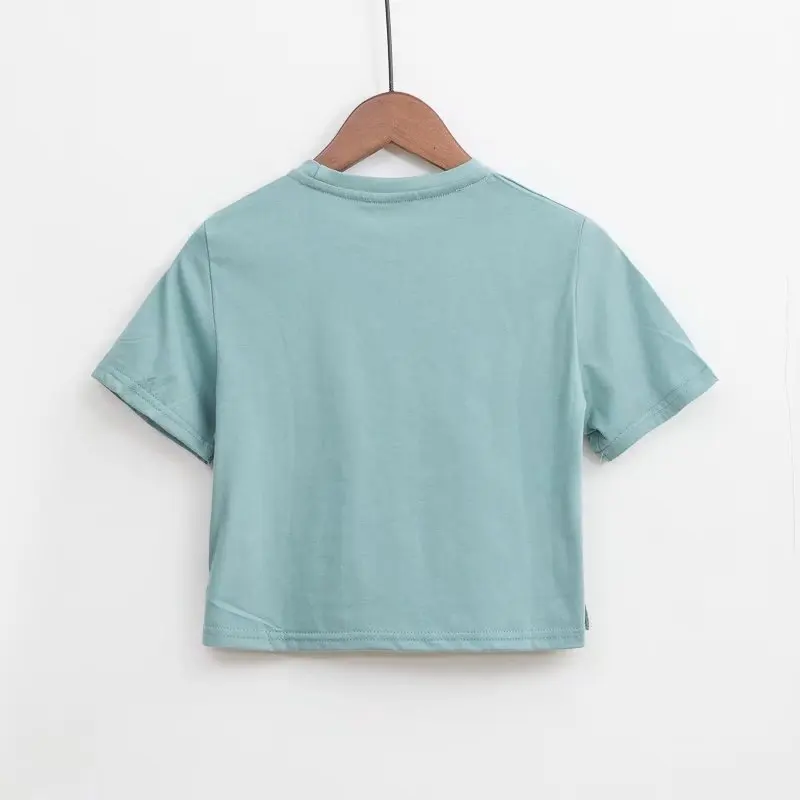 2019 New Arrival Spring Clothes Women Crop Top Plain t shirt with Side Splits