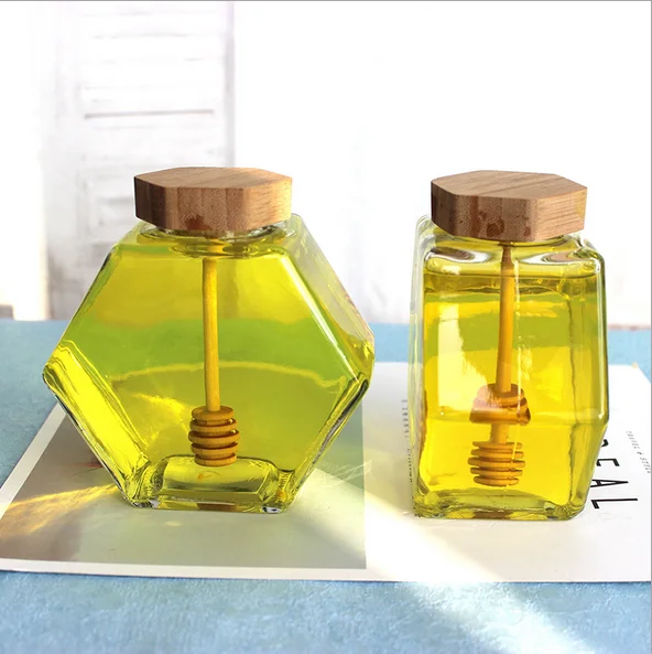 220ml 380ml Sixrowed Glass Honey Jar And A Lid With Muddler Buy