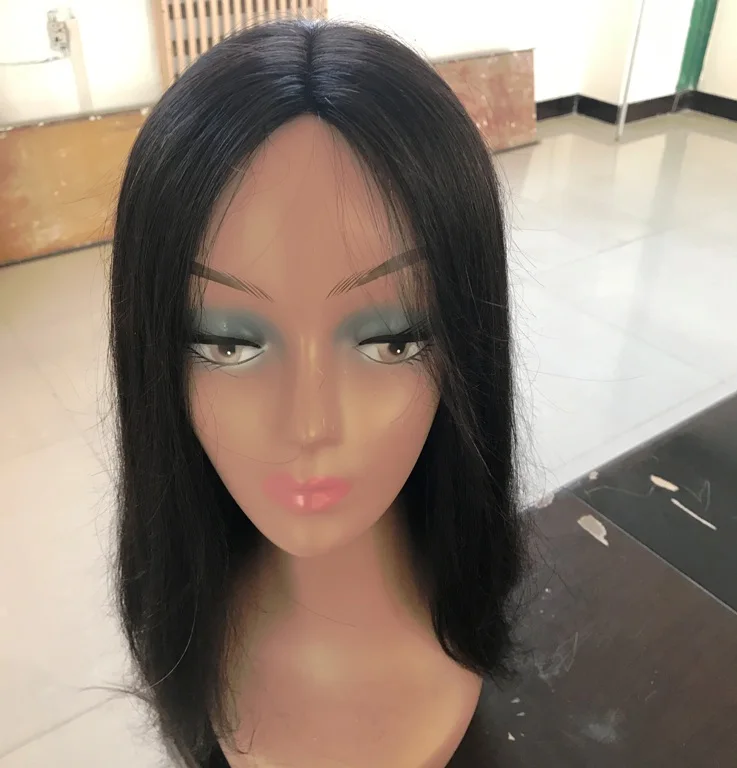 

Lace Front Wig Brazilian Human Hair 20inch Silky Straight Natural Black Thick Ends