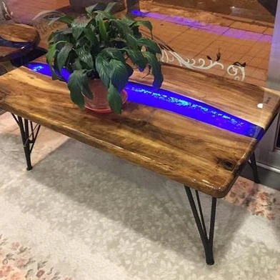New Indian design, Epoxy resin middle side led lighted Mango tree decor table/ coffee table.